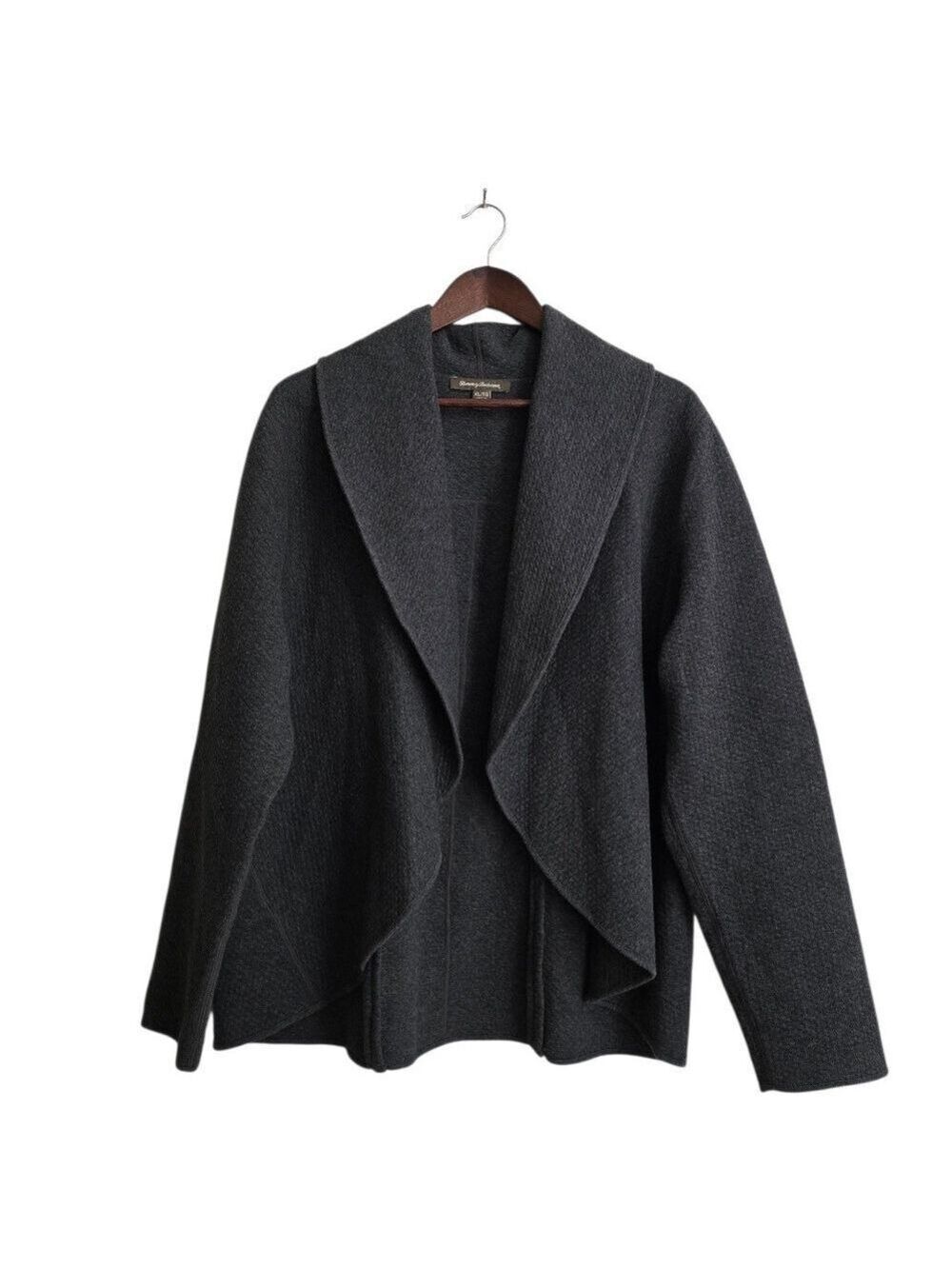 Tommy Bahama Gray Shawl Collar Open Front Waterfall Cardigan Sz XL